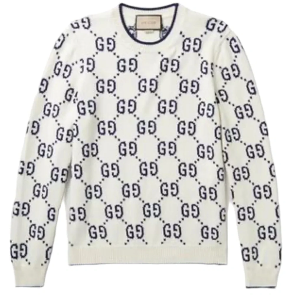 Gucci Men's White Logo Crewneck Sweater